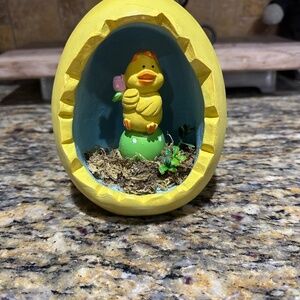 Yellow Egg with Chick Figurine